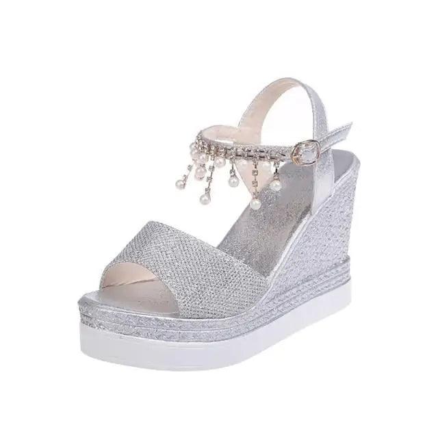 New Women Summer Sandals Studded Detail Luxury Shine Design Casual Womens Shoes