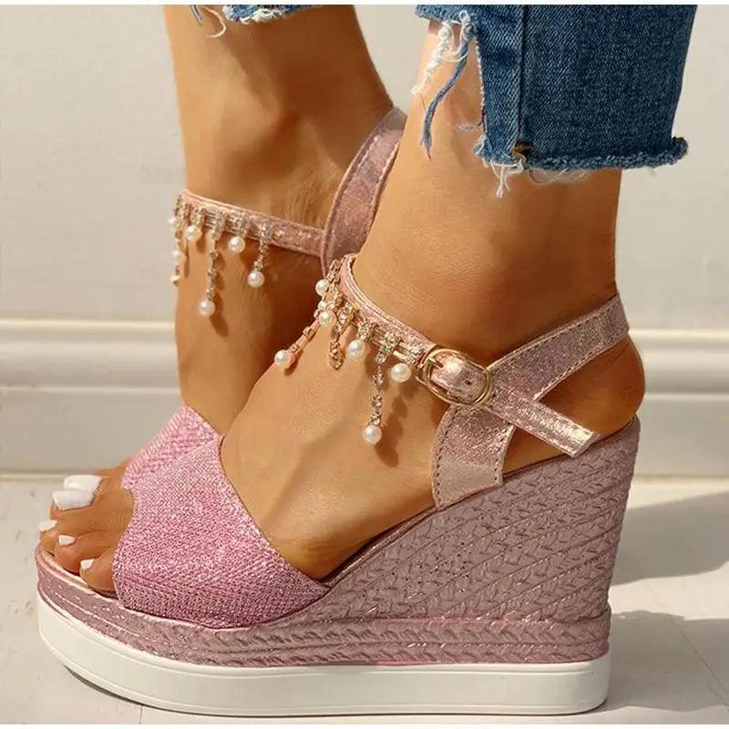 New Women Summer Sandals Studded Detail Luxury Shine Design Casual Womens Shoes