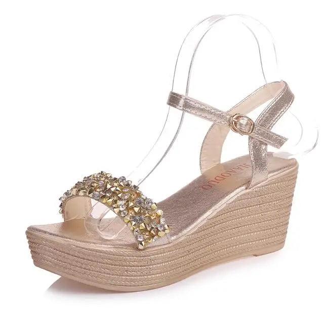 New Women Summer Sandals Studded Detail Luxury Shine Design Casual Womens Shoes