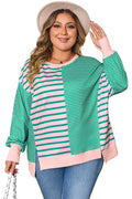 Green Stripe Color Block Sweatshirt