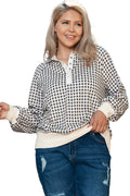 Black Two-Tone Contrast Collared Pullover Sweatshirt