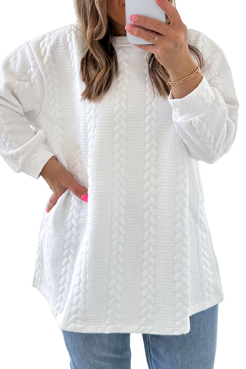 White Textured Sweater
