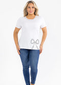 Rhinestone Bow White T-Shirt
