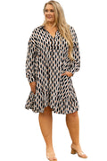 Apricot Geometric Print Mini Dress