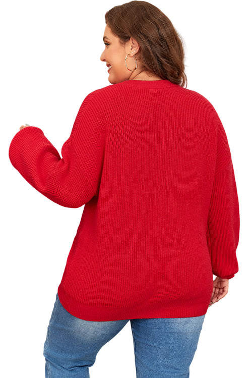 "Sparkle All The Way" Tinsel Crew Neck Plus Size Sweater