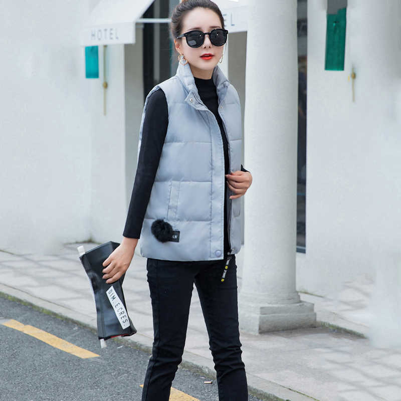 Women Vest Mandarin Collar Sleeveless Short Coat Women Plus Size Autumn Winter