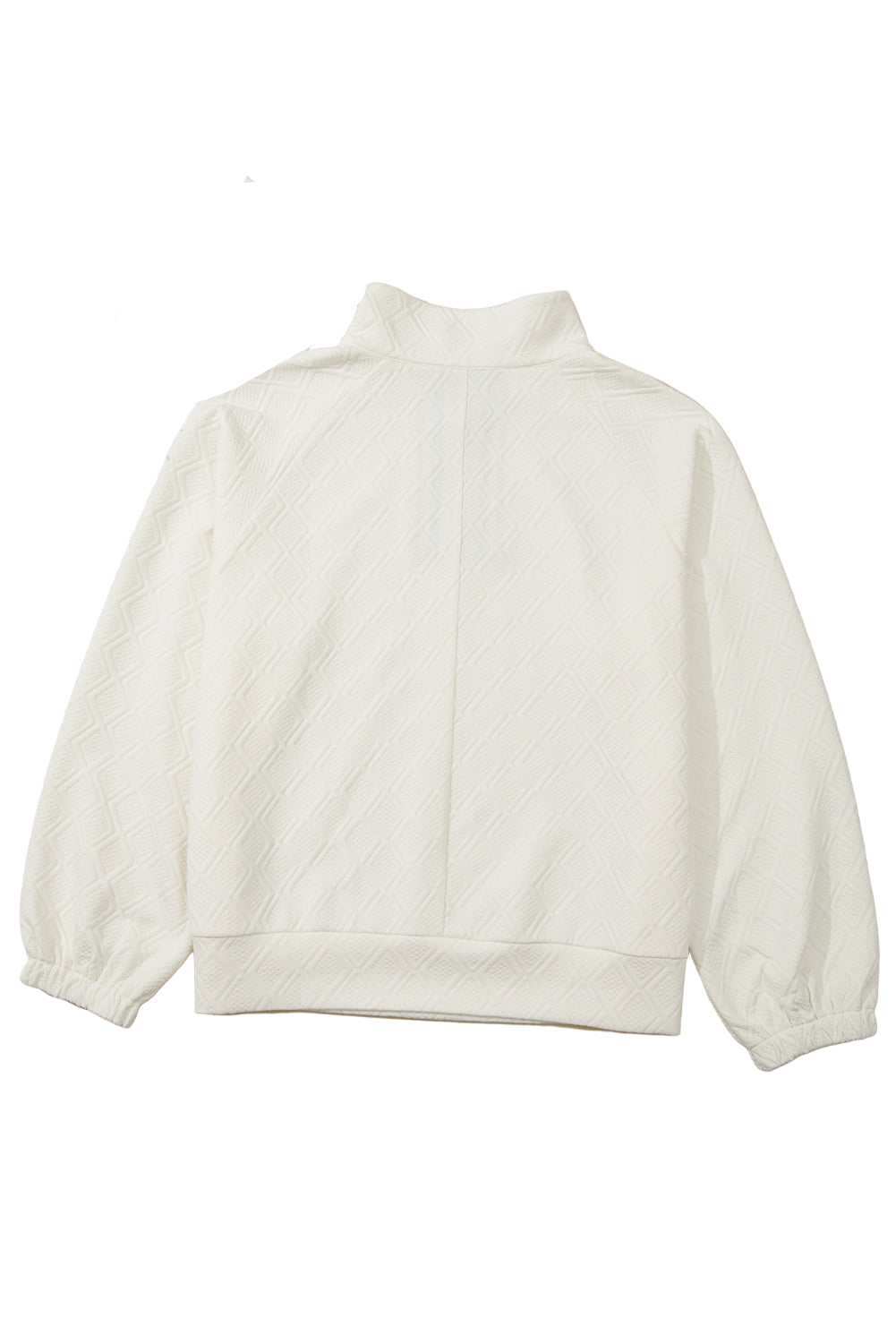 Beige Rhombus Texture Contrast Striped Collar Sweatshirt