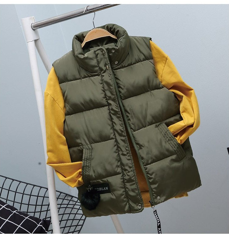 Women Vest Mandarin Collar Sleeveless Short Coat Women Plus Size Autumn Winter
