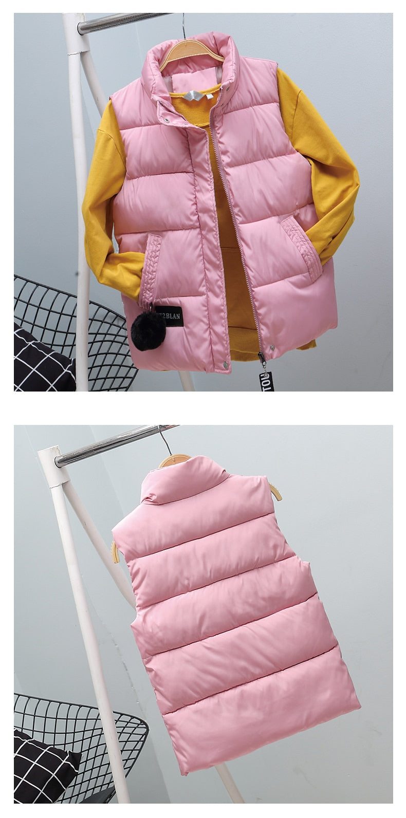 Women Vest Mandarin Collar Sleeveless Short Coat Women Plus Size Autumn Winter