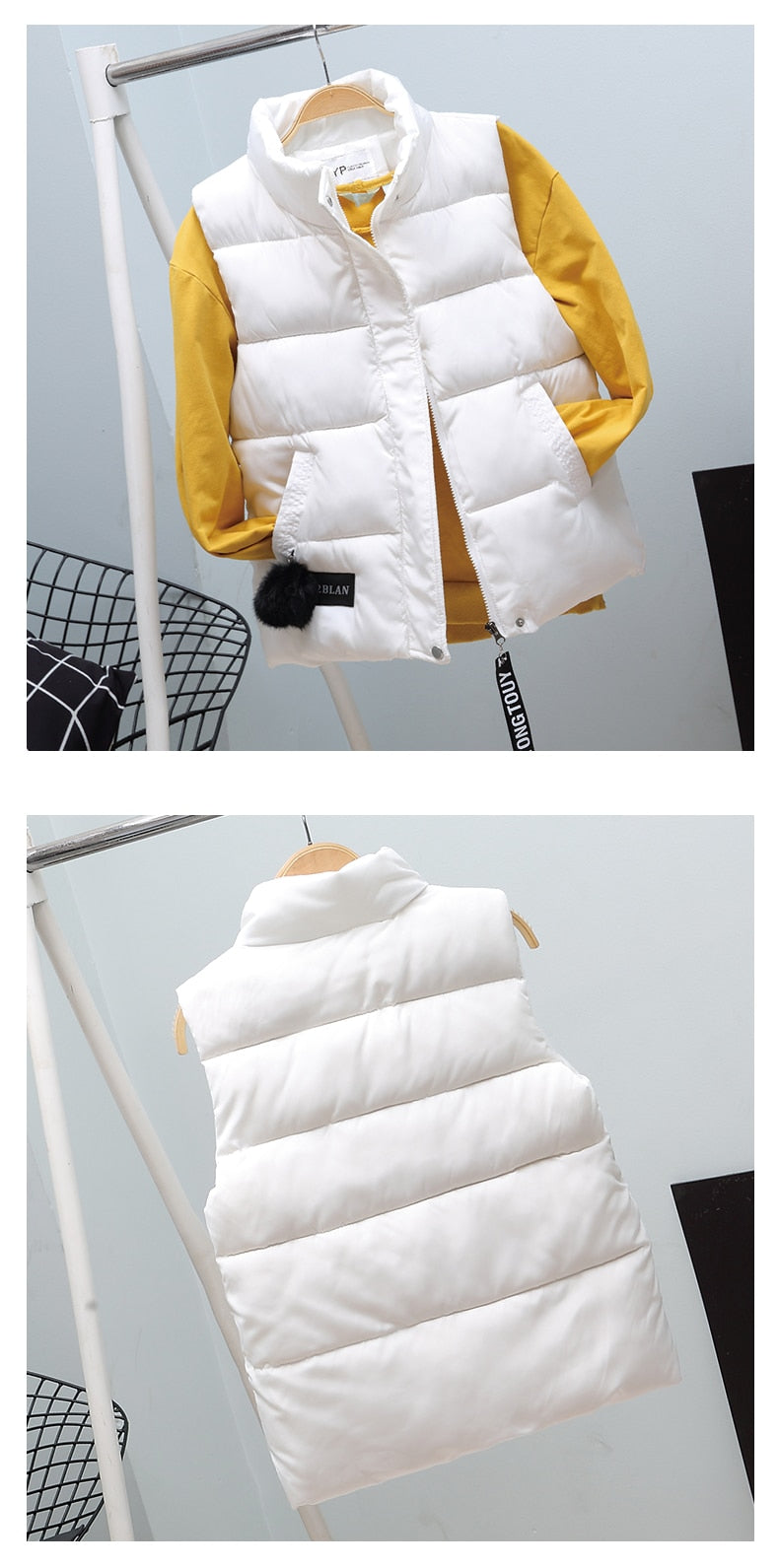 Women Vest Mandarin Collar Sleeveless Short Coat Women Plus Size Autumn Winter