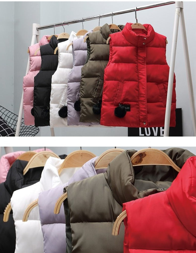Women Vest Mandarin Collar Sleeveless Short Coat Women Plus Size Autumn Winter