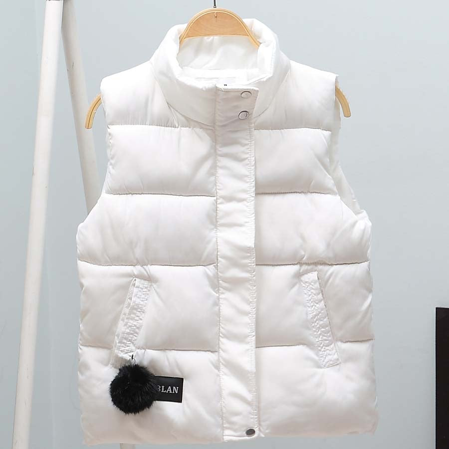Women Vest Mandarin Collar Sleeveless Short Coat Women Plus Size Autumn Winter